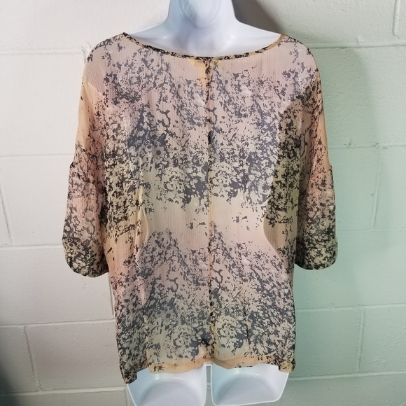Sundance crinkle sheer silk watercolor blouse - Picture 3 of 9